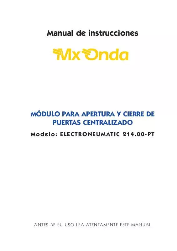 Mode d'emploi MX ONDA ELECTRONEUMATIC 214.00-PT