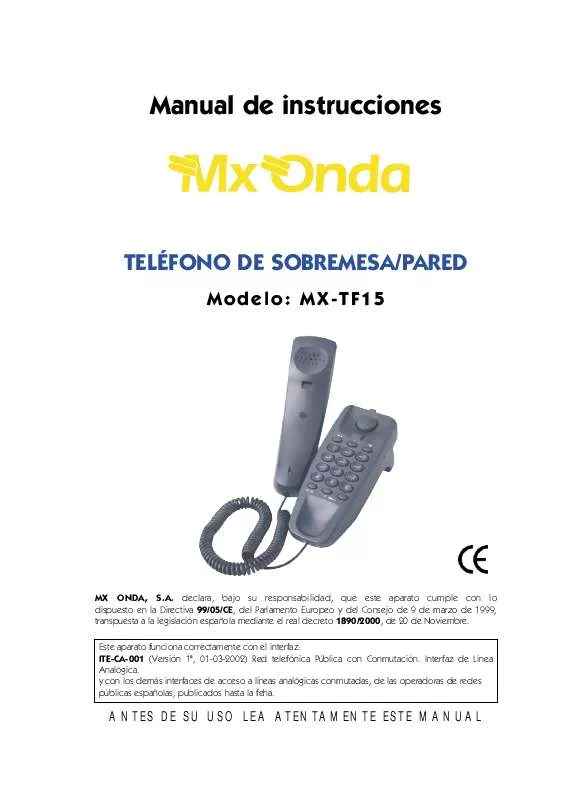 Mode d'emploi MXONDA MX-TF15