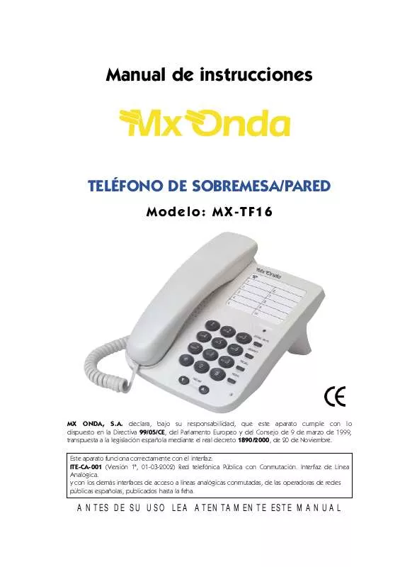 Mode d'emploi MXONDA MX-TF16