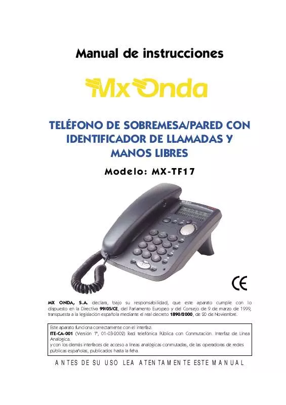 Mode d'emploi MXONDA MX-TF17