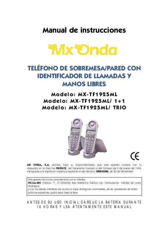 Mode d'emploi MXONDA MX-TF1925ML 1 PLUS 1