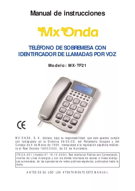 Mode d'emploi MXONDA MX-TF21