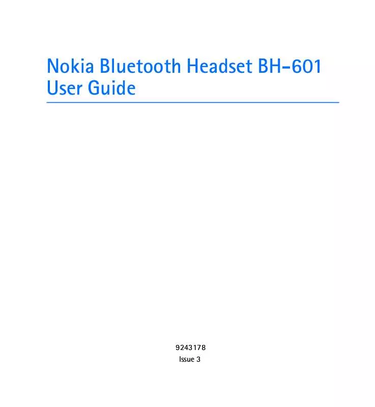 Mode d'emploi NOKIA AURICULARES BLUETOOTH BH-601