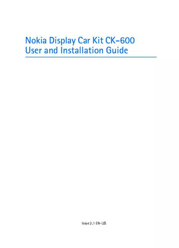 Mode d'emploi NOKIA DISPLAY CAR KIT CK-600