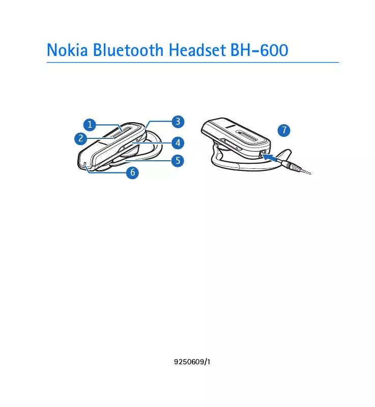 Mode d'emploi NOKIA HEADSET BH-600