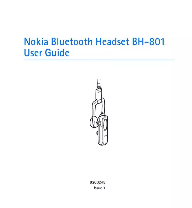 Mode d'emploi NOKIA HEADSET BH-801