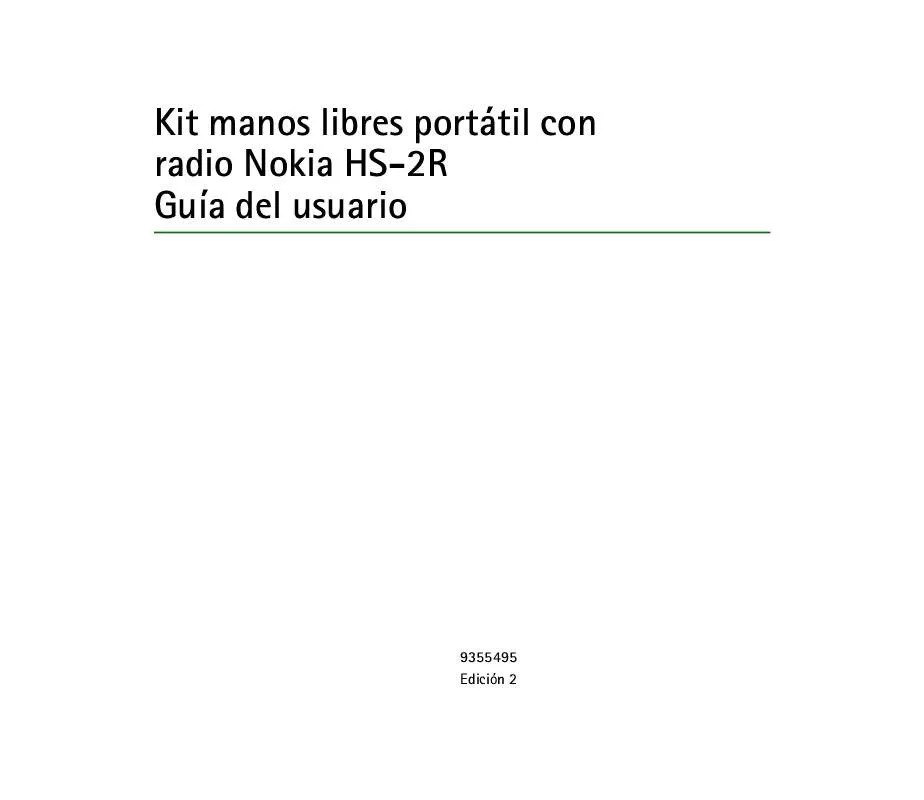 Mode d'emploi NOKIA RADIO HEADSET HS-2R