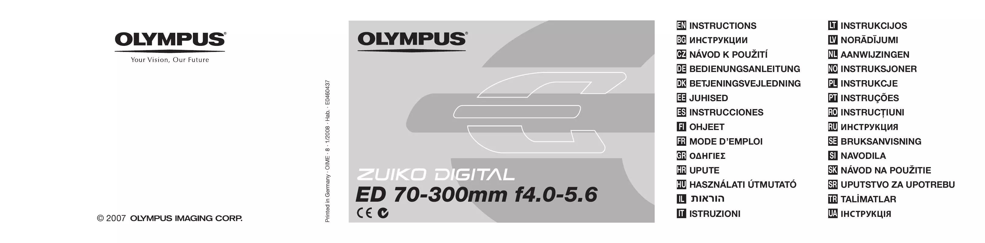Mode d'emploi OLYMPUS ZUIKO DIGITAL ED 70-300MM F4.0-5.6