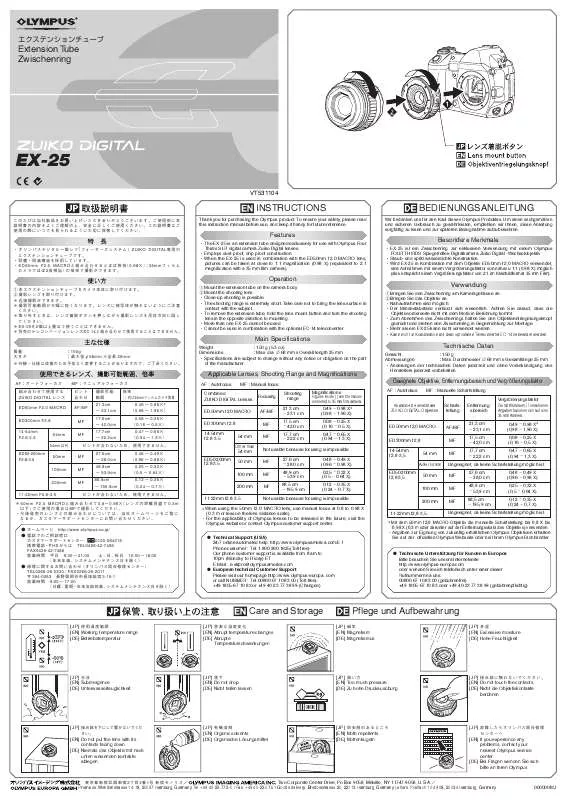 Mode d'emploi OLYMPUS ZUIKO DIGITAL EX-25