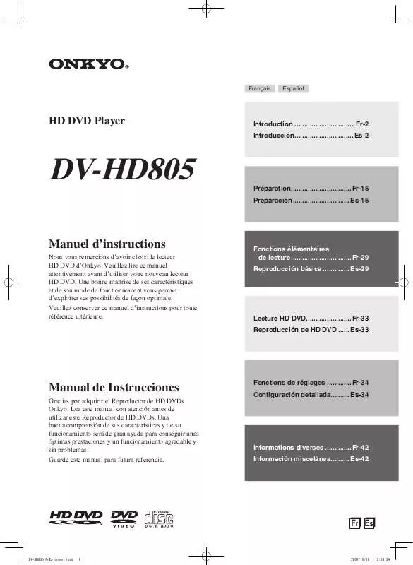 Mode d'emploi ONKYO DV-HD805