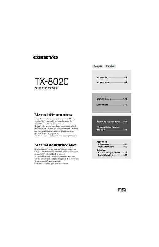 Mode d'emploi ONKYO TX-8020