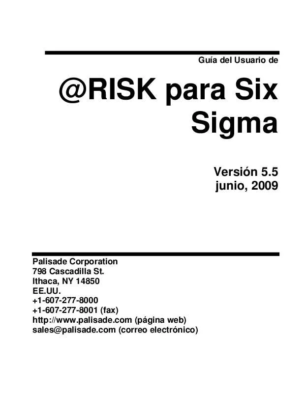 Mode d'emploi PALISADE RISK FOR SIX SIGMA 5.5