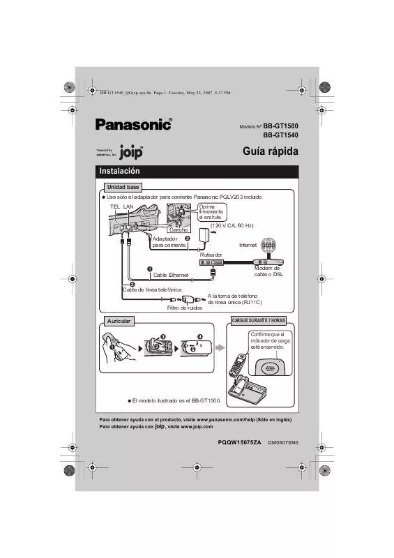 Mode d'emploi PANASONIC BB-GT1500