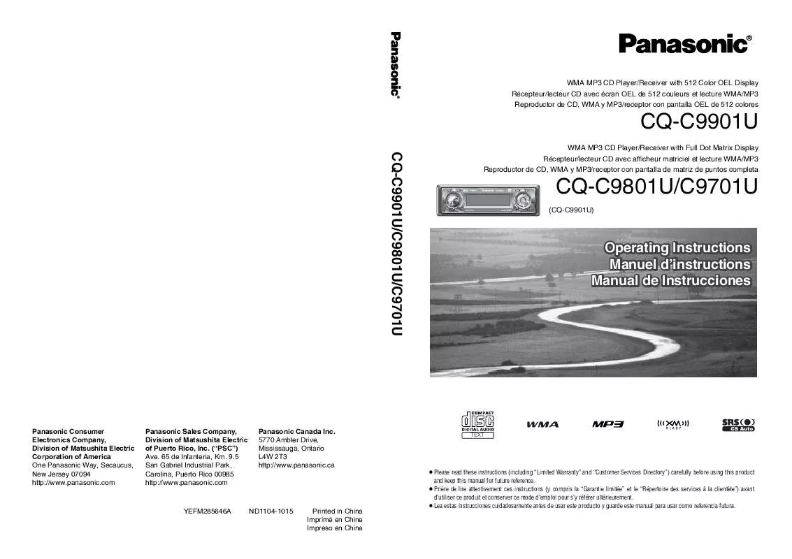 Mode d'emploi PANASONIC CQ-C9801U