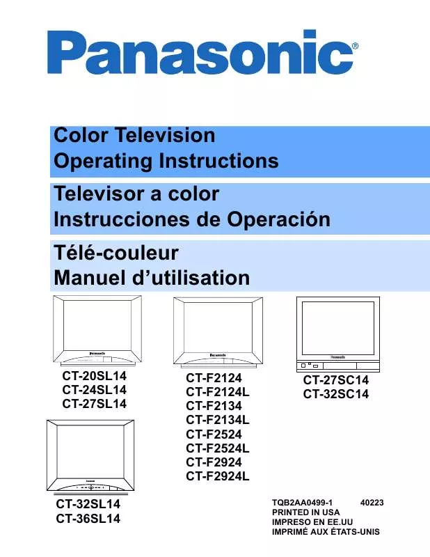 Mode d'emploi PANASONIC CT-F2134