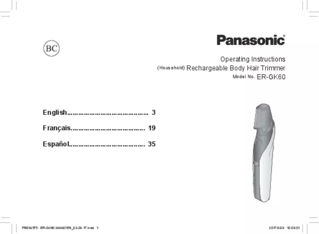 Mode d'emploi PANASONIC ER-GK60