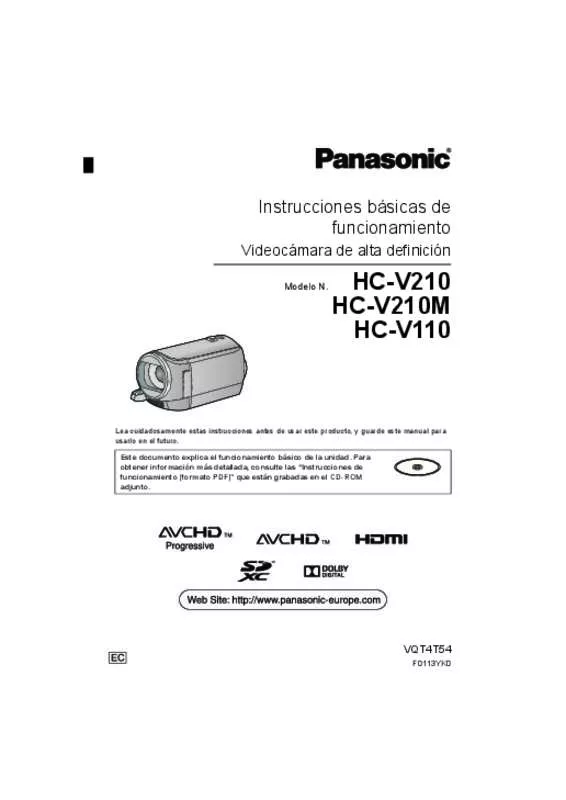 Mode d'emploi PANASONIC HC-V110EC