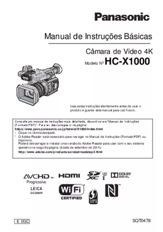 Mode d'emploi PANASONIC HC-X1000