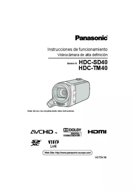 Mode d'emploi PANASONIC HDC-SD40EC
