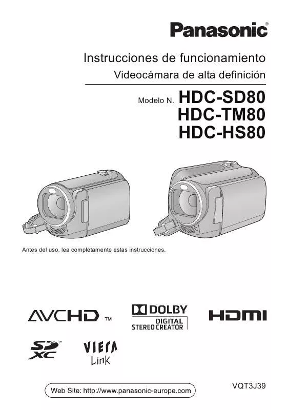 Mode d'emploi PANASONIC HDC-SD80