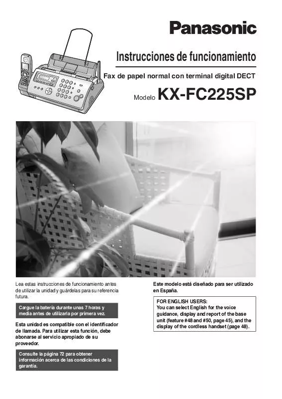 Mode d'emploi PANASONIC KX-FC225SP