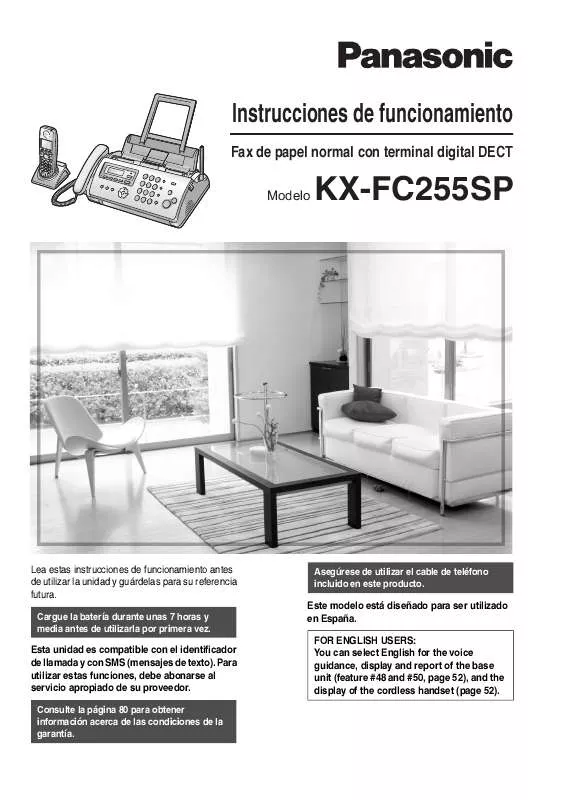 Mode d'emploi PANASONIC KX-FC255SP