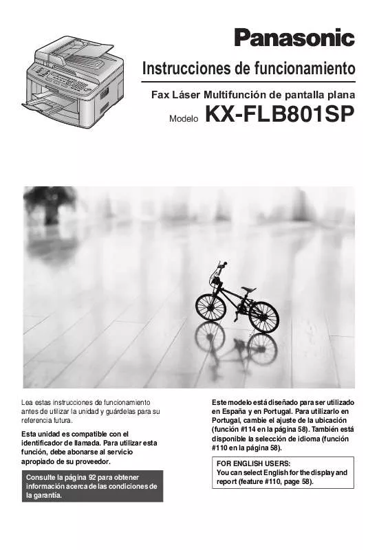 Mode d'emploi PANASONIC KX-FLB801SP