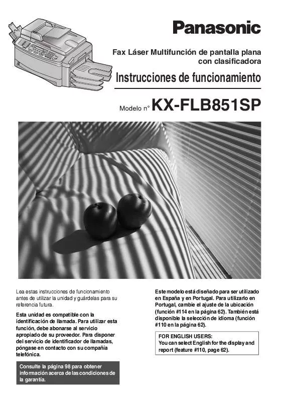 Mode d'emploi PANASONIC KX-FLB851SP