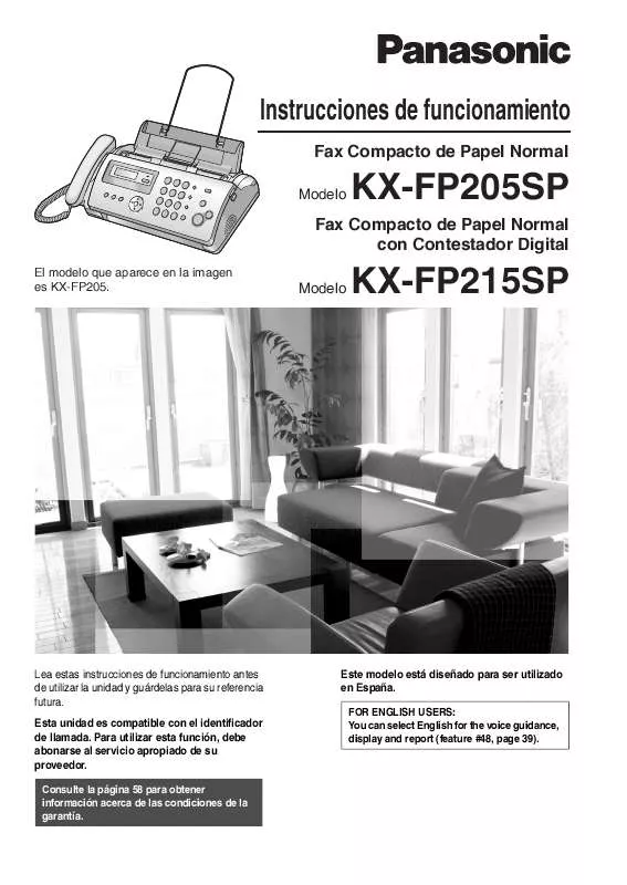 Mode d'emploi PANASONIC KX-FP205SP