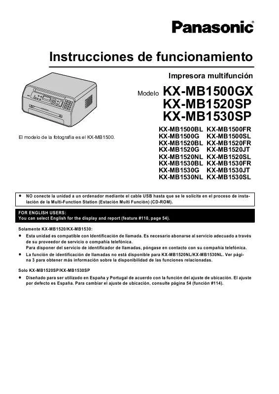 Mode d'emploi PANASONIC KX-MB1530G