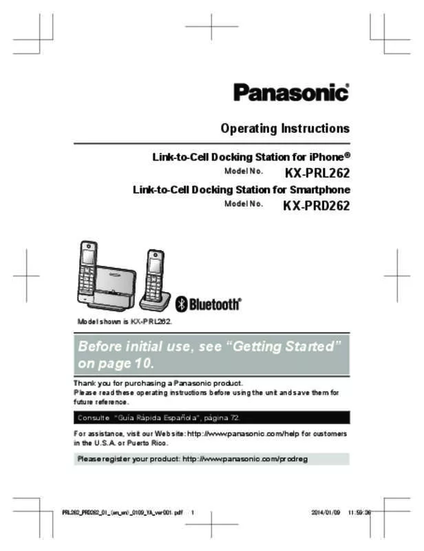 Mode d'emploi PANASONIC KX-PRL262
