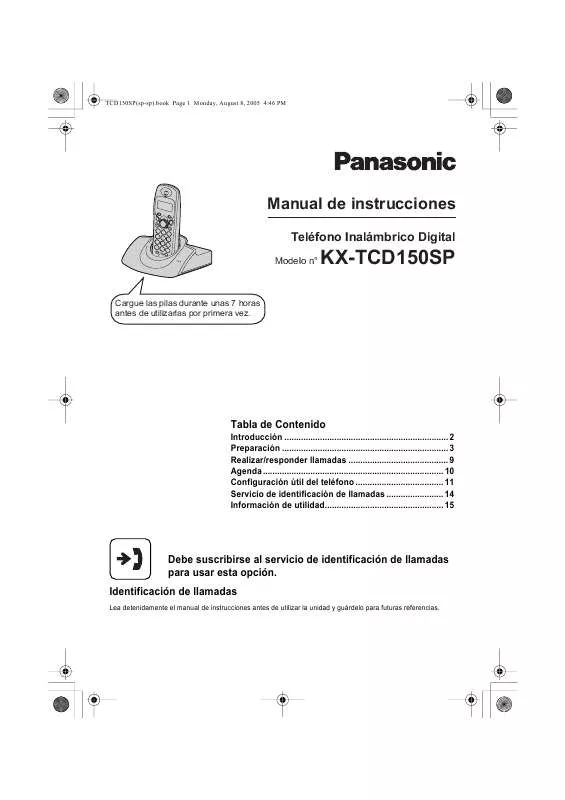 Mode d'emploi PANASONIC KX-TCD152SP