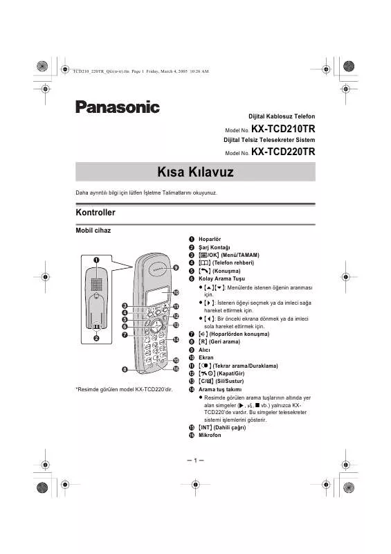 Mode d'emploi PANASONIC KXTCD210TR