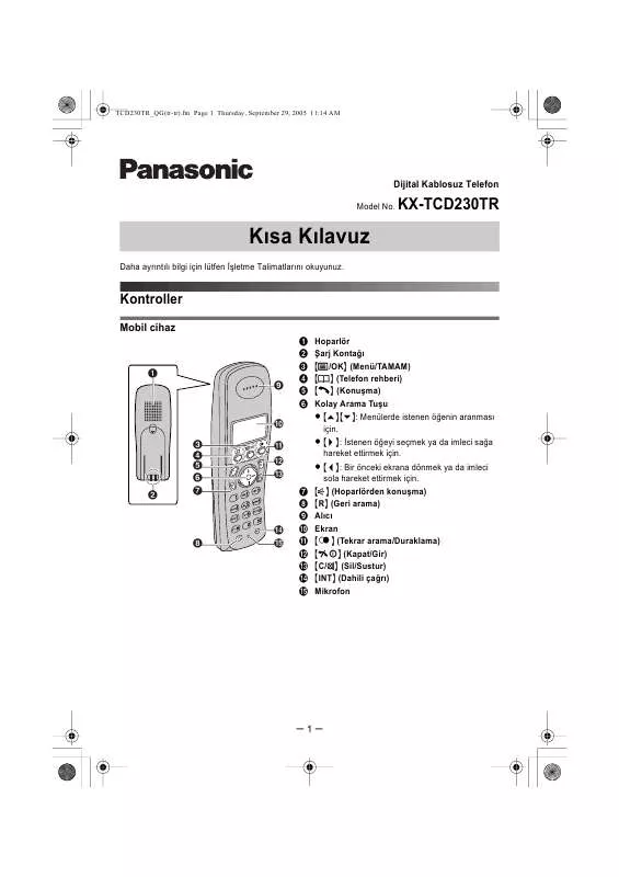 Mode d'emploi PANASONIC KXTCD230TR