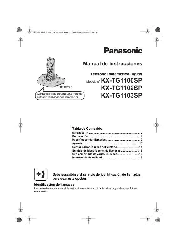 Mode d'emploi PANASONIC KX-TG1100SP