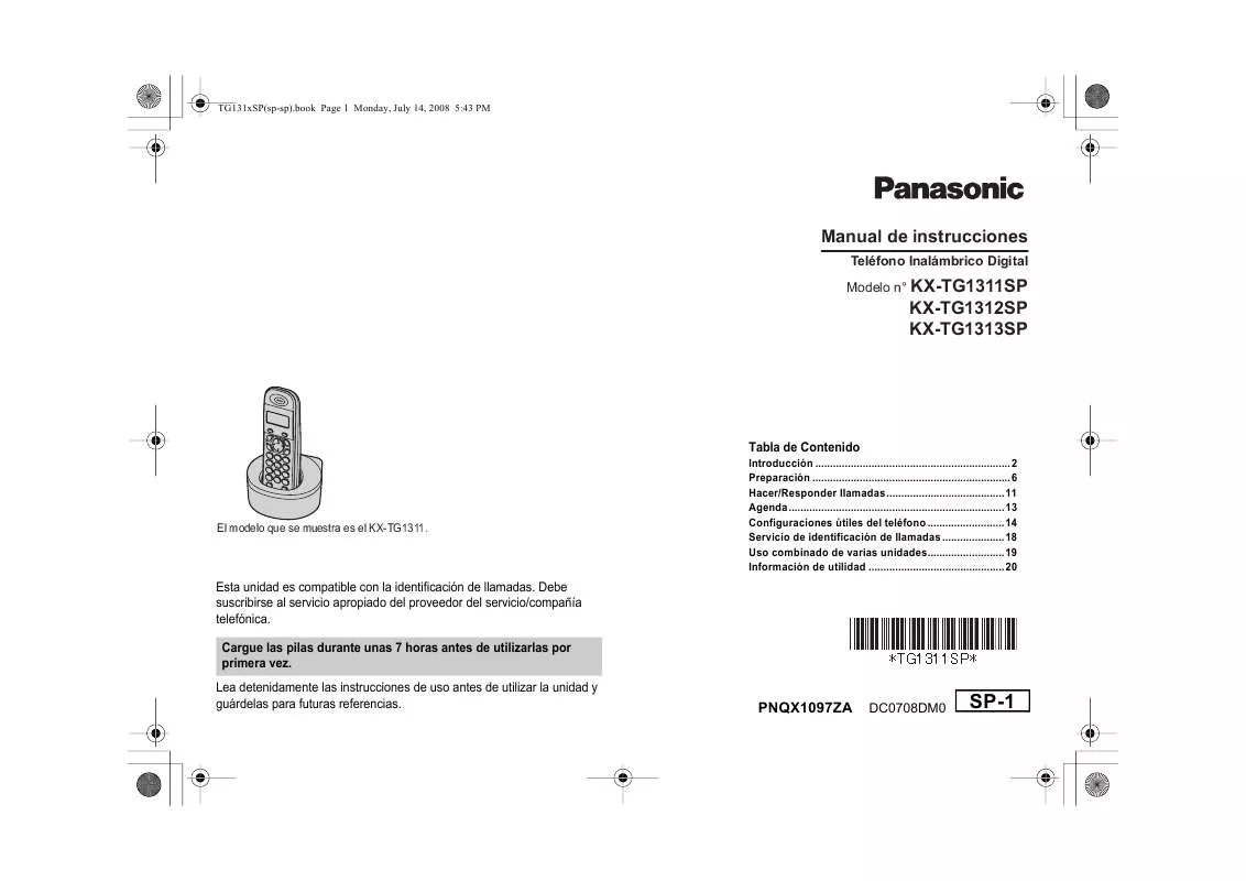 Mode d'emploi PANASONIC KX-TG1311SP