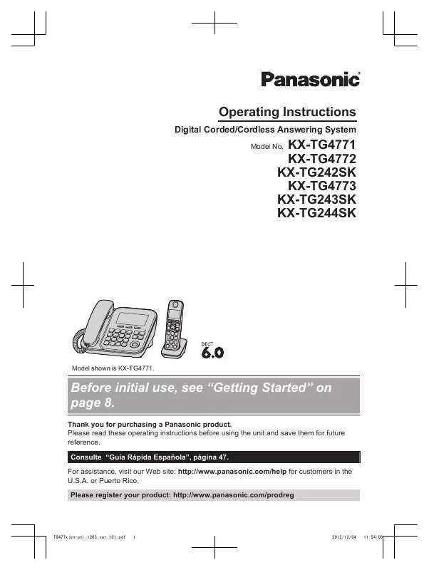 Mode d'emploi PANASONIC KX-TG242SK