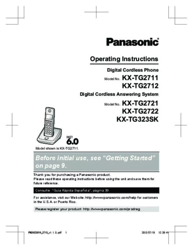Mode d'emploi PANASONIC KX-TG2712