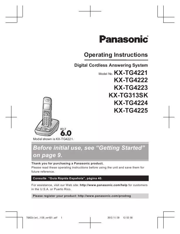 Mode d'emploi PANASONIC KX-TG313SK