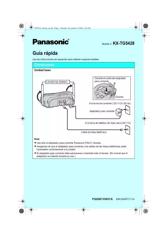 Mode d'emploi PANASONIC KX-TG5428