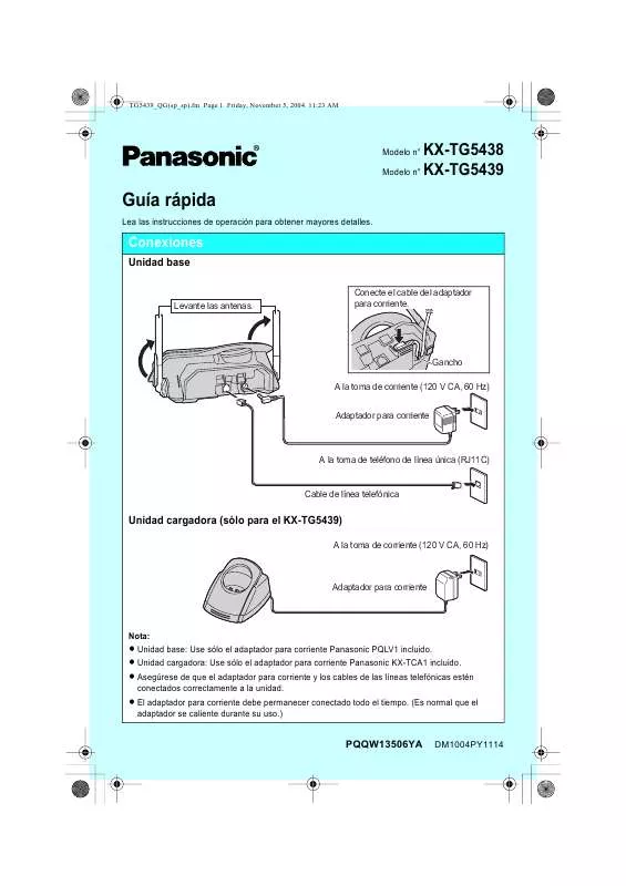 Mode d'emploi PANASONIC KX-TG5438