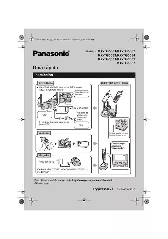 Mode d'emploi PANASONIC KX-TG5631