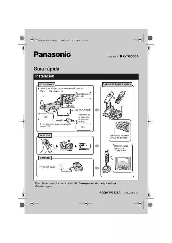Mode d'emploi PANASONIC KX-TG5664