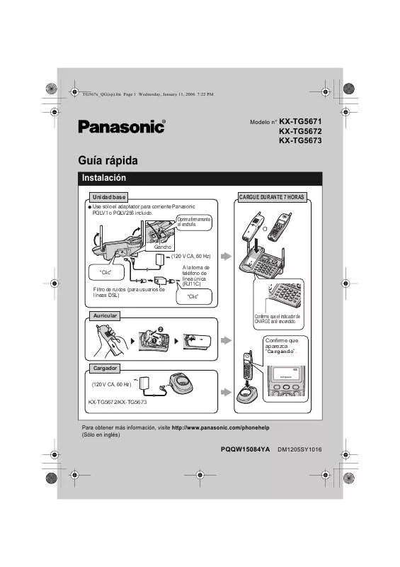 Mode d'emploi PANASONIC KX-TG5673