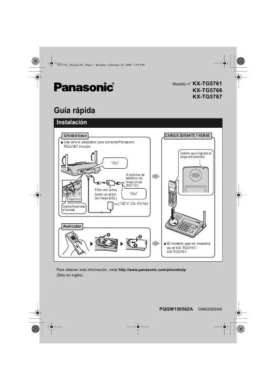 Mode d'emploi PANASONIC KX-TG5761