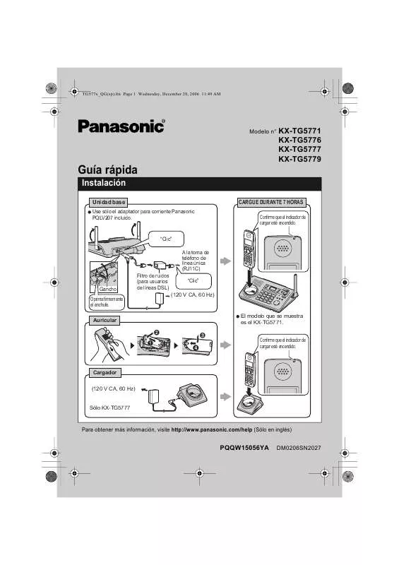 Mode d'emploi PANASONIC KX-TG5771