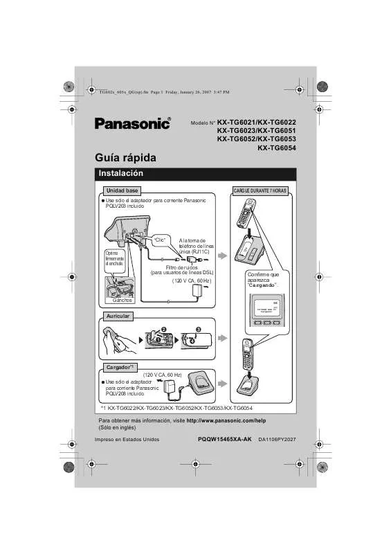 Mode d'emploi PANASONIC KX-TG6021