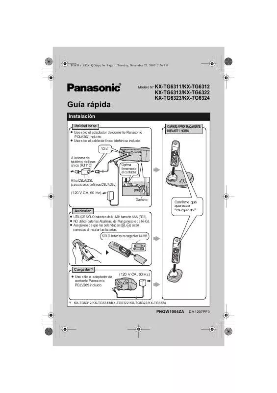 Mode d'emploi PANASONIC KX-TG6312