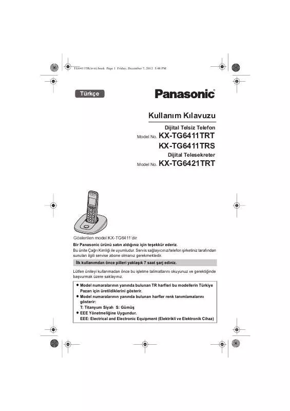 Mode d'emploi PANASONIC KXTG6421TR