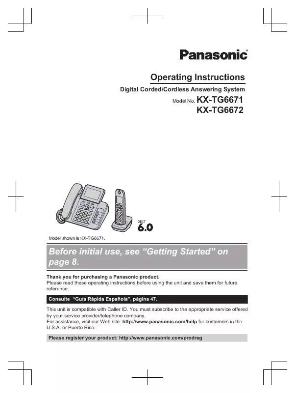 Mode d'emploi PANASONIC KX-TG6671